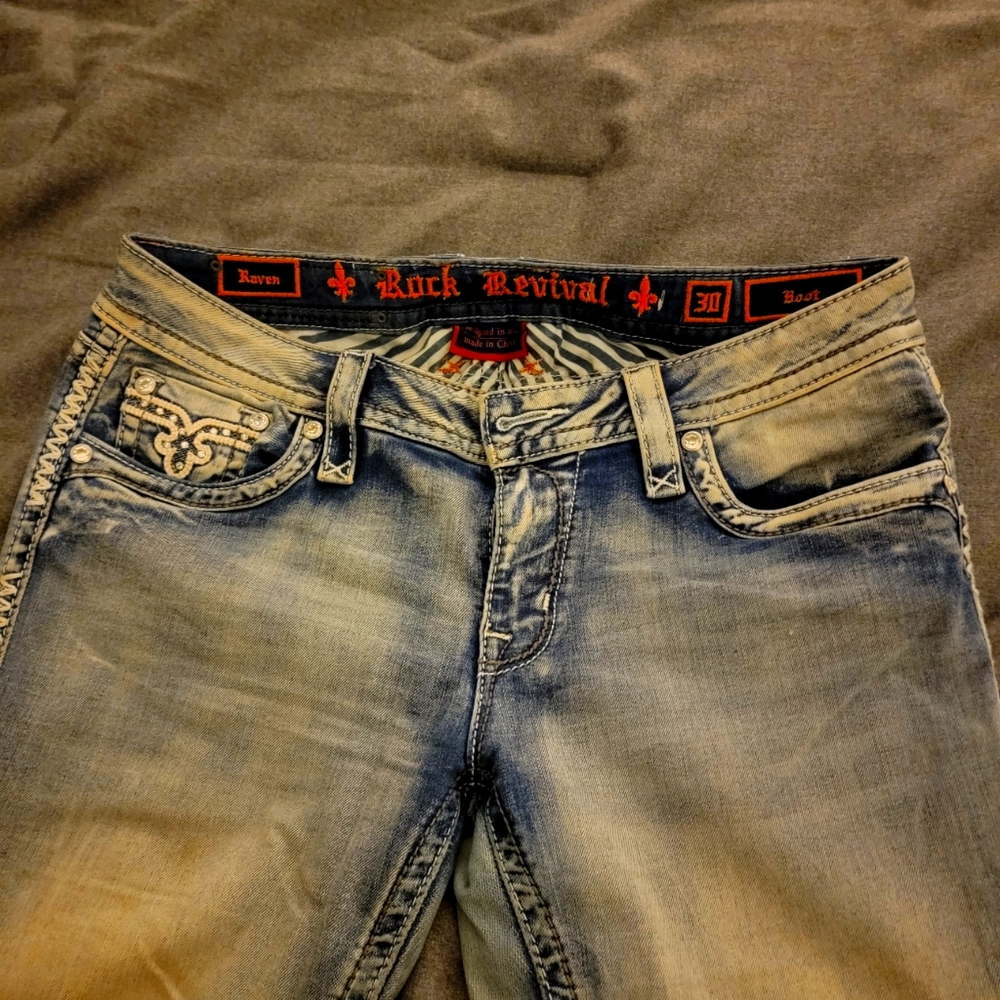 Rock Revival Jeans, size 30, Light blue wash, Raven, Boot cut
